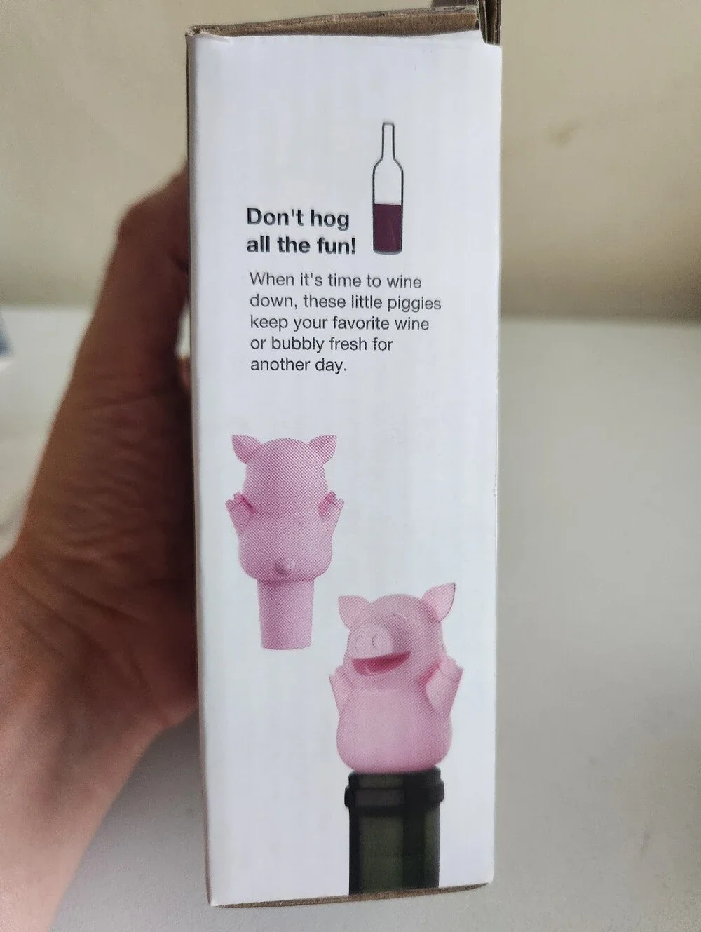 Set Of 3 Little Swigs Pink Pig Wine Bottle Stoppers